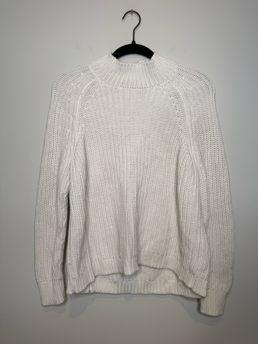 Kendall and Kylie Classic White Mock Neck Knit Sweater with back cutout